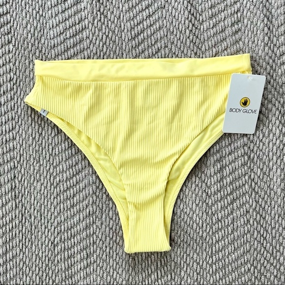 NWT Body Glove Yellow Ribbed High Leg Swimsuit Bottoms - Picture 3 of 10